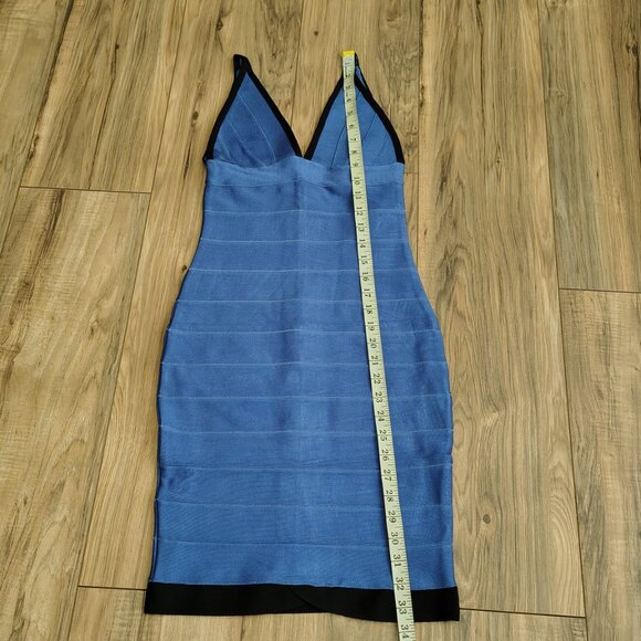 Rachael G. Stretch V-Neck Strappy Dress in Blue and Black - Picture 10 of 15
